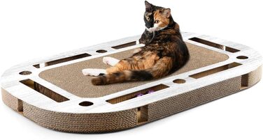 CanadianCat Company XXL ігровий майданчик для котів 85x54x5,8 см із вбудованим картонним дряпаком, котяча іграшка, світло-сіре дерево