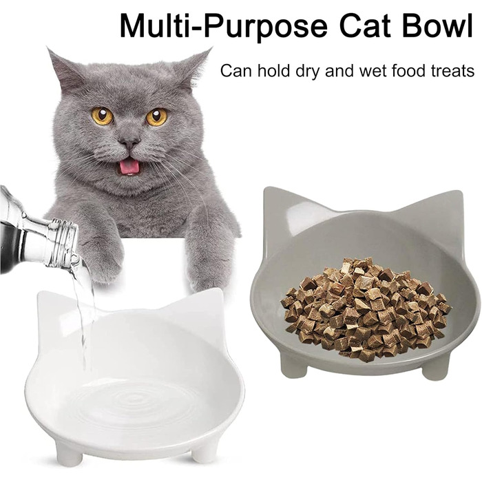 Набір мисок для котів Katzennäpfe (3 шт.) з антиковзним покриттям - сірий, білий, жовтий