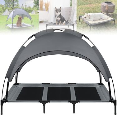 Крісло-ліжко для собак з балдахіном, лежанка для котів та собак, вуличне/домашнє, 76x61x76 см (M) / 122x92x102 см (XL)