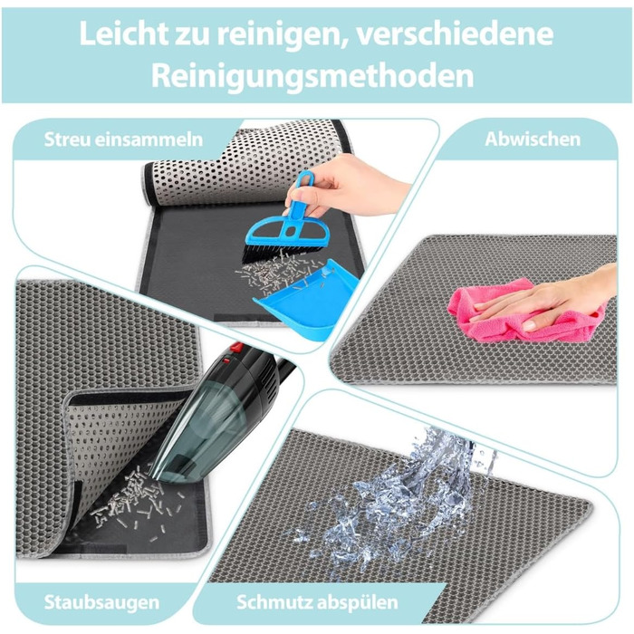 Matte Plazzid® для котячого туалету: XXL, 90x60 см, сіра, водонепроникна, з кріпленням