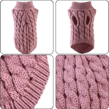 Пуловер для собак на зиму: теплий, м'який, з високим коміром, для малих, середніх та великих собак, кошенят (S, рожевий)