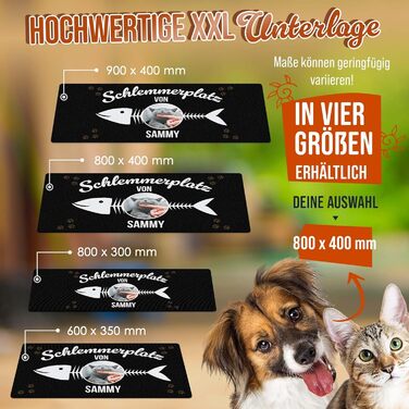 Персоналізована килимок для котячого годування з ім'ям та фото - Royal, 80 x 40 см, миючий, неслизький