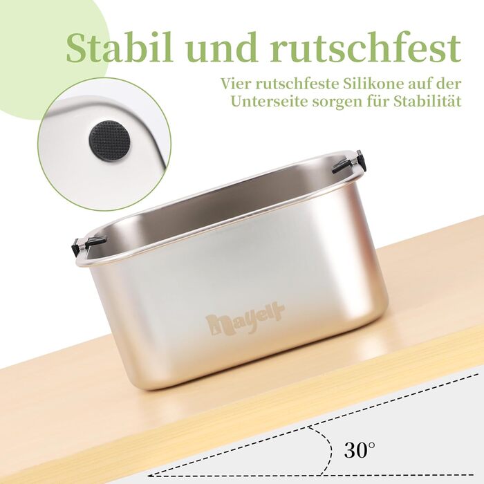 Миска для собак Nayelf 3L без обливання, з нержавіючої сталі 304, з антиковзним дном, для великих та середніх собак, придатна для миття в посудомийній машині