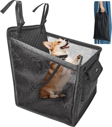 Автомобільний сидіння для собак середніх порід до 22 кг, складаний, водовідштовхувальний, з ременем безпеки та антиковзною основою