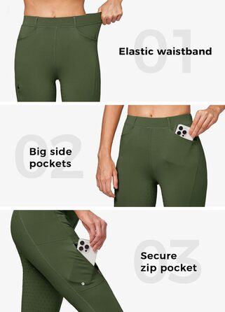 Спортивні штани для верхової їзди WILLIT Daen з флісовою підкладкою, силіконовим повним захопленням, кишенями та петлями для ременя (S, армійсько-зелений)