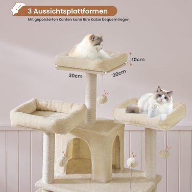 MSmask Котячий будиночок-когтеточка великий, 194 см, XXL, з 3 платформами, 2 печерами, сизалевими стовпами, гамаком, когтеточкою з рампою