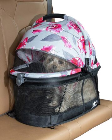 Переноска і автокрісло для маленьких собак і котів Pet Gear View 360 з сітчастою вентиляцією, квітковий принт
