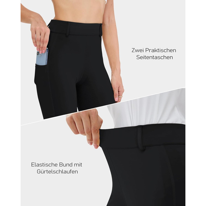 Легінси для верхової їзди HMILE жіночі з силіконовим тисненням, висока талія, еластичні, з кишенею для телефону та петлями для ременя (Чорний, XXL)