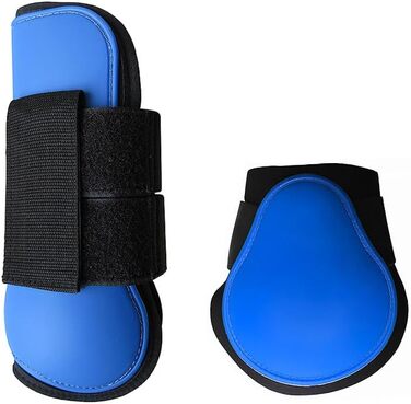 Гетри для коней Merauno® 4 шт. Комплект гетрів для передніх та задніх ніг з жорсткою оболонкою та клямками для жінок та чоловіків. Міцні, еластичні чоботи для сухожиль, класичні (L, синій)