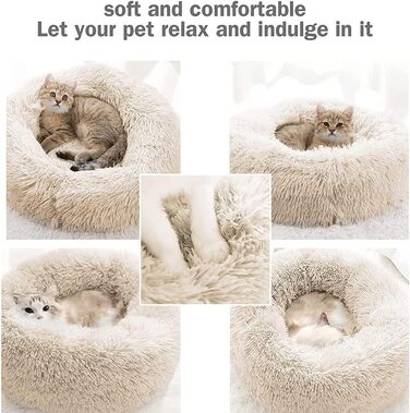 Кругле ліжко для собак та котів Chickwin, м'яке плюшеве, тепле, 80 см, сірий