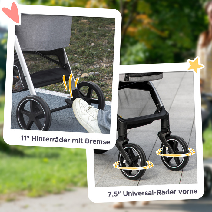 PawHut Dog Buggy 2-в-1 складаний з гальмами та сітчастим вікном, захисні повідці, для собак до 15 кг, світло-сірий