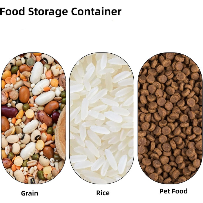 Контейнер для зберігання корму для собак, зерна, рису, борошна: вологостійкий, пластиковий, з кришкою-замком та колесами (сірий)