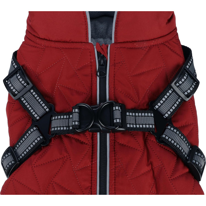 Зимовий одяг для собак - Flamingo Duker Червоний 35 см – водонепроникний, світловідбиваючий, з регульованою шлейкою, з підкладкою з флісу