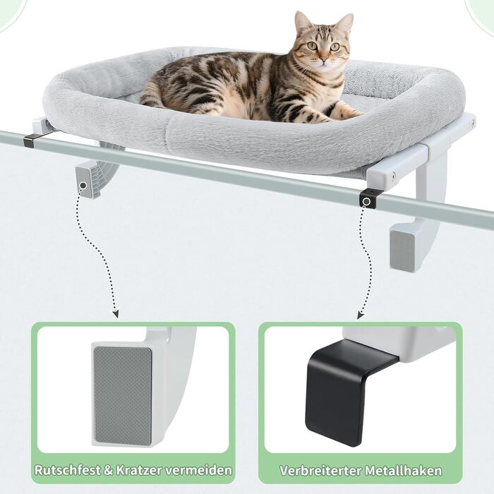 Ліжко для кота на батарею GUUSII HOME - тепле місце для відпочинку вашого улюбленця (58x33x15 см, сірий)