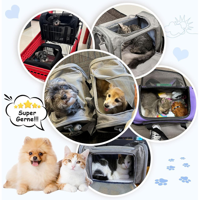 Транспортна сумка для кота та собаки до 5 кг, складана, з плечовим ременем, 50 x 34 x 34 см, темно-синій