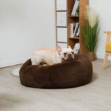 Крісло-лежанка для собак та кошенят Donut, м'яке, пухнасте, L (колір кавовий, 120 см)