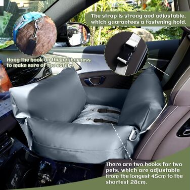 Автокрісло для тварин Booster: 2 шт. для собак та котів середніх та великих порід. З безпечними ременями та кишенями.