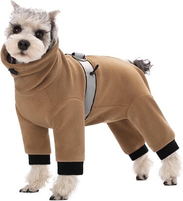 Теплий зимовий пуховик для маленьких собак, флісовий комбінезон з регулюванням, колір світло-коричневий, розмір M