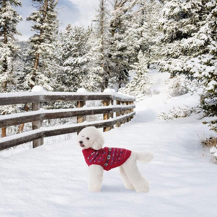 Пуловер для собак BINGPET з мотивом сніжинок, теплий, в'язаний, для собак та котів, зимовий одяг для тварин, розмір S