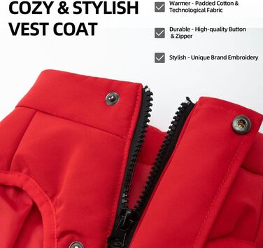 Зимовий одяг для собак PINA Hund: тепла куртка, жилет та вітрозахисний одяг для малих та великих собак, червоний колір, розмір S (Getaway Solids)