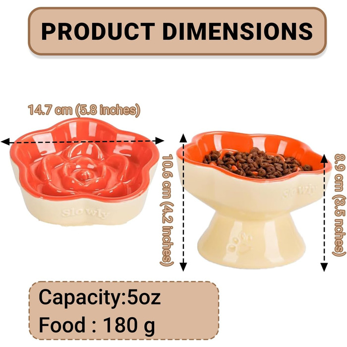 Миска для собак та котів Antischlingnapf, миска протиковтання, керамічна миска для собак та котів (Morgenblüte, Лимонний апельсин)
