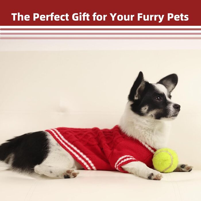 Теплий собачий светр LiebeDD з V-подібним вирізом для маленьких та середніх собак, червоний (M)