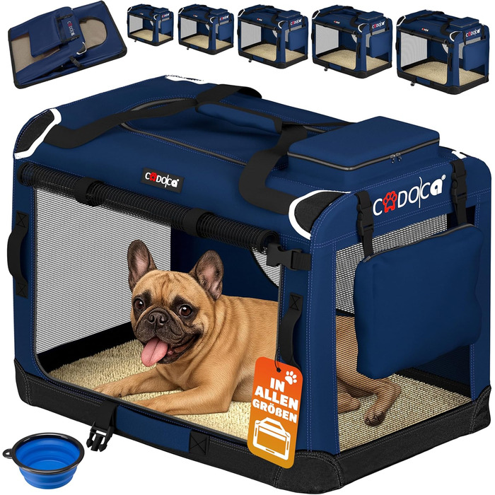 CADOCA® Транспортна переноска для собак, складана, L 70x52x50 см, Navy Blue (темно-синій)