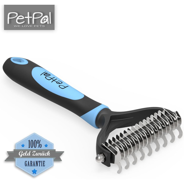 Щітка для підшерстка собак та котів - преміум якість, для догляду за шерстю, полегшує линьку, масажна, видаляє підшерсток та ковтуни, ідеальна для тварин та коней, 72мм, блакитна