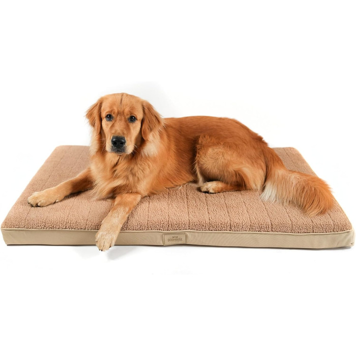 Килимок для собак середніх порід 100x65x9 см, м'який, миючий, лежанка для собак, лежанка для собак середнього розміру (XL 120 x 75 x 9 см, бежевий)