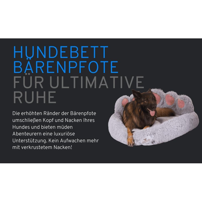 Ліжко для собак Pfoten&nasen® Bärenpfote, Рожеве, M-75см - М'яке кругле ліжко у вигляді ведмежих лапок, зручне для собак середніх порід