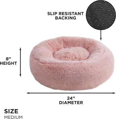 Крісло-лежанка для собак та котів Juicy Couture Devon, кругле, штучне хутро, велике, пудрово-рожевий (L 61 x B 61 x H 20 см)