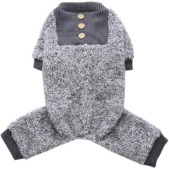Піжама для собак Oncpcare з флісу, теплий халат, комбінезон, сорочка для собак та котів, 100% бавовна, сірий колір, розмір S