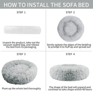 Кругле ліжко для собак та котів Zentaurus, плюшеве, м'яке та пухнасте (Світло-персиковий, 60 см) (Світло-сірий, 40 см)