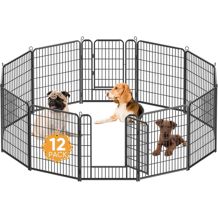 Клітка для цуценят Kidsbuddy, 12 штук, 80x65 см, автоматичне замикання, розкладна, з дверцятами, для собак та цуценят, внутрішнє та зовнішнє використання