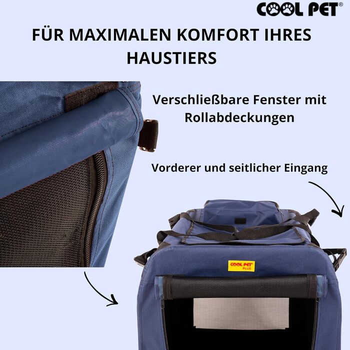 Переносна складана переноска для собак 91x64x64 см, блакитна