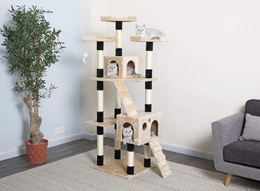 Дряпка для котів Go Pet Club, 84x56x183 см, бежево-чорна