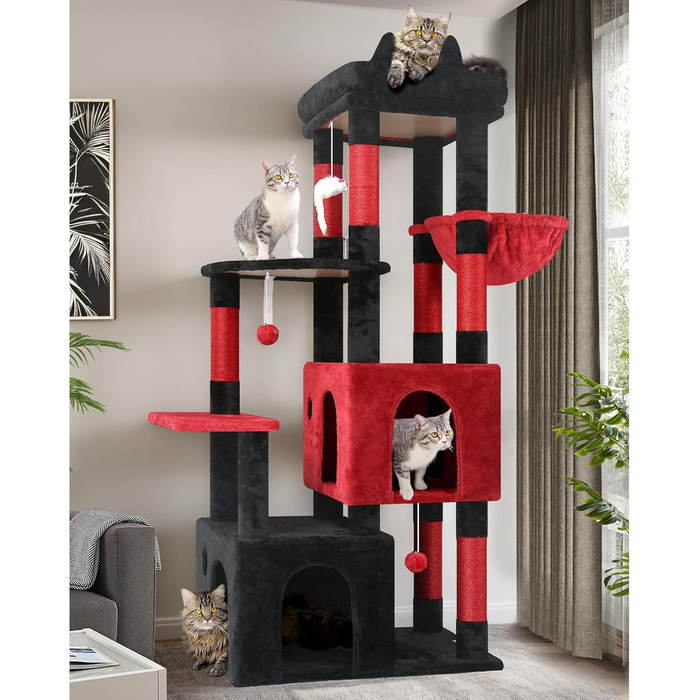 Драбина для котів Globlazer XL, Готичний стиль, сірий, 156 см, з будиночком та кігтеточками