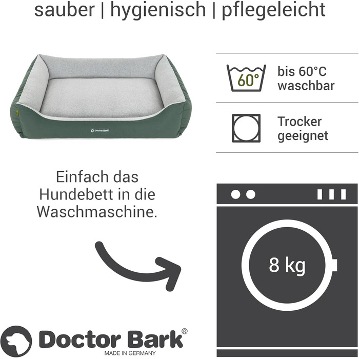 Крісло-лежанка для собак Doctor Bark GreenLabel XL (110x85 см) - Зелене, миється, з м'якого флусу