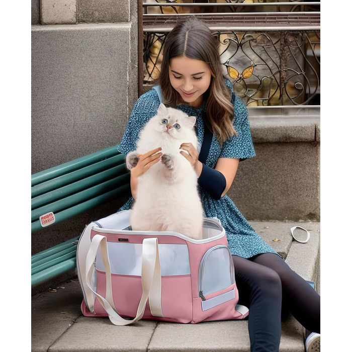 Сумка-переноска для собак і котів ALLSOPETS, дихаюча, знімний матрац, для малих тварин, рожева