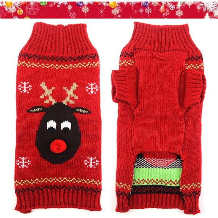 Пуловер для собак ABRRLO з бавовни, теплий зимовий костюм для святкування Нового року, розмір XXL, KitzD