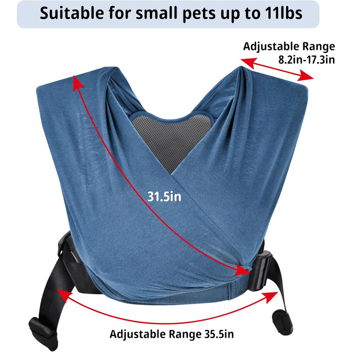 CUBY Сумка-переноска для собак, літня переноска для собак, рюкзак-переноска, регульована переноска для цуценят, 10LBS (Темно-синій)
