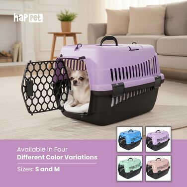 Транспортний бокс для тварин Happet ABBA M сірий 56x37x37 см – міцний, добре провітрюваний бокс з пластику для котів та маленьких собак, переноска для подорожей, переноска для котів (M (56x37x37cm), ABBA Violett)
