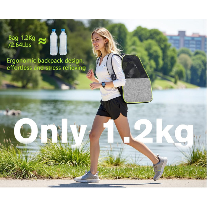 Рюкзак для кота Pecute з сітчастим вікном, переноска для тварин, сірий, до 6 кг