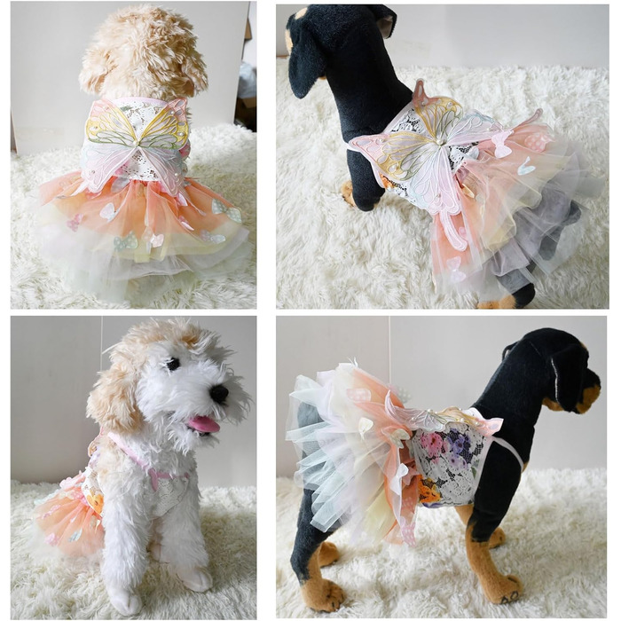Сукня принцеси для собак, сукня-метелик, весільне вбрання з багатошаровою спідницею-тьюль для котів, цуценят, маленьких собак, розмір XL XL рожевий