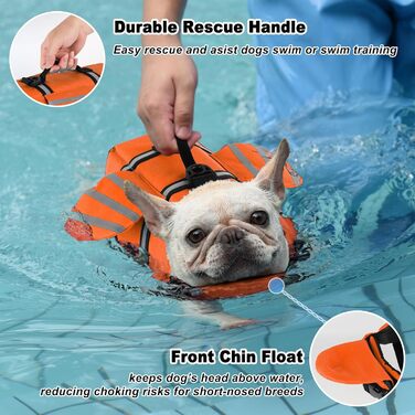 Світловідбиваюча жилетка для собак Petglad з плаваючим підборіддям, оранжевого кольору, розмір XS (обхват грудей 30-42 см)