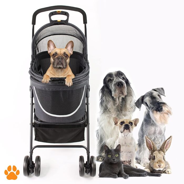 Візок для собак MY DUQUE Coco 2-в-1: візок для тварин до 15 кг з кошиком для аксесуарів | Складний, з сучасним дизайном та маневреними колесами