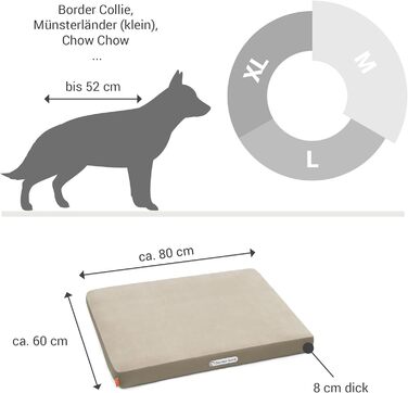 Ортопедичний матрац для собак Doctor Bark з флісовою поверхнею, великий (M, 80x60 см, бежево-золотисто-коричневий)