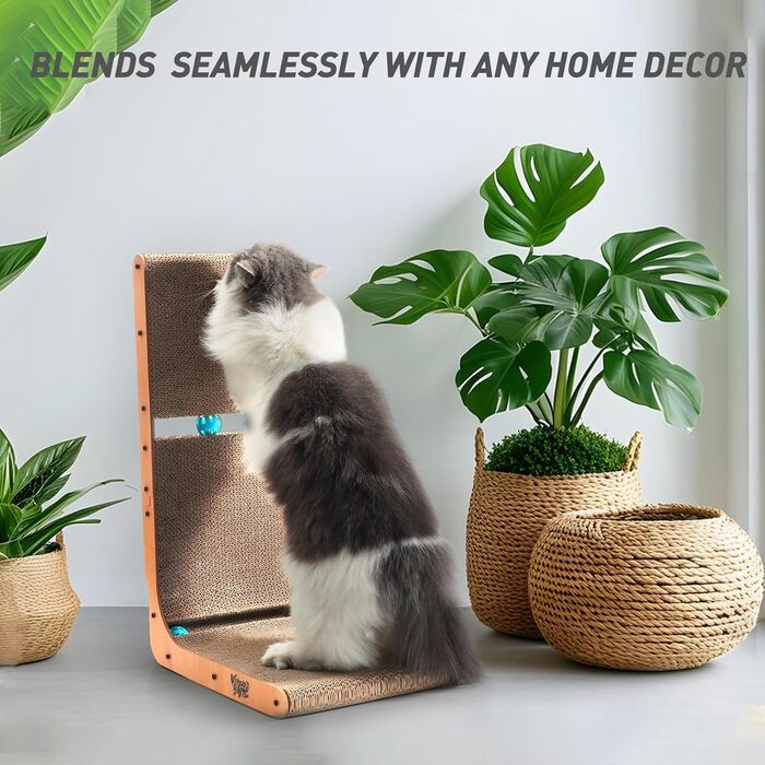Вертикальний когтетоп для котів L-подібної форми, 23,6 дюйма, кріплення на стіну