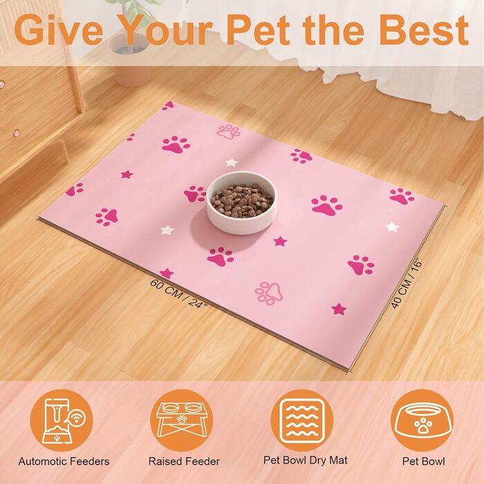 Килимок для годівлі собак Bleswin 30x50 см, водопоглинаючий, антиковзний, коричневий