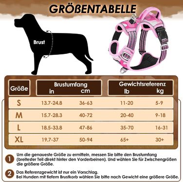 Нашийник для собак великих порід, шлейка з анти-тяговою конструкцією, 2 карабіни, зручна ручка, регульована та світловідбиваюча, для щоденних тренувань (L, XL), камуфляжний рожевий